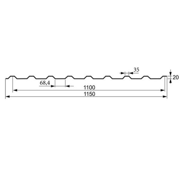 Профлист Н20 RAL 6005 зеленый  2000*1150мм (эконом)