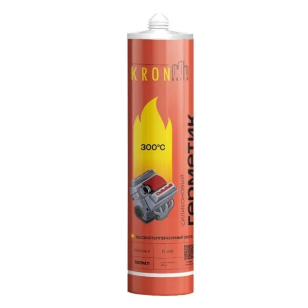 Герметик силиконовый высокотемпературный 300°C Kronbuild красный 300 мл