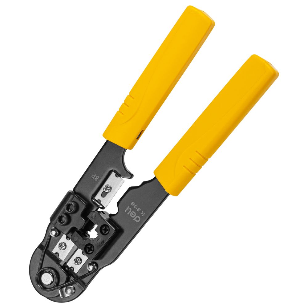 Клещи обжимные RJ45 205 мм Deli DL381008 зачистка проводов, кусачки и обжимной инструмент 3-в-1