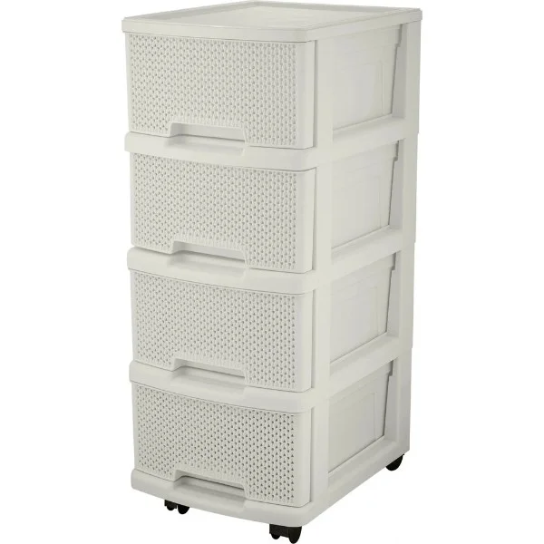 Комод пластиковый 4 секции Keeplex Ajur 37*30*69см, белое облако