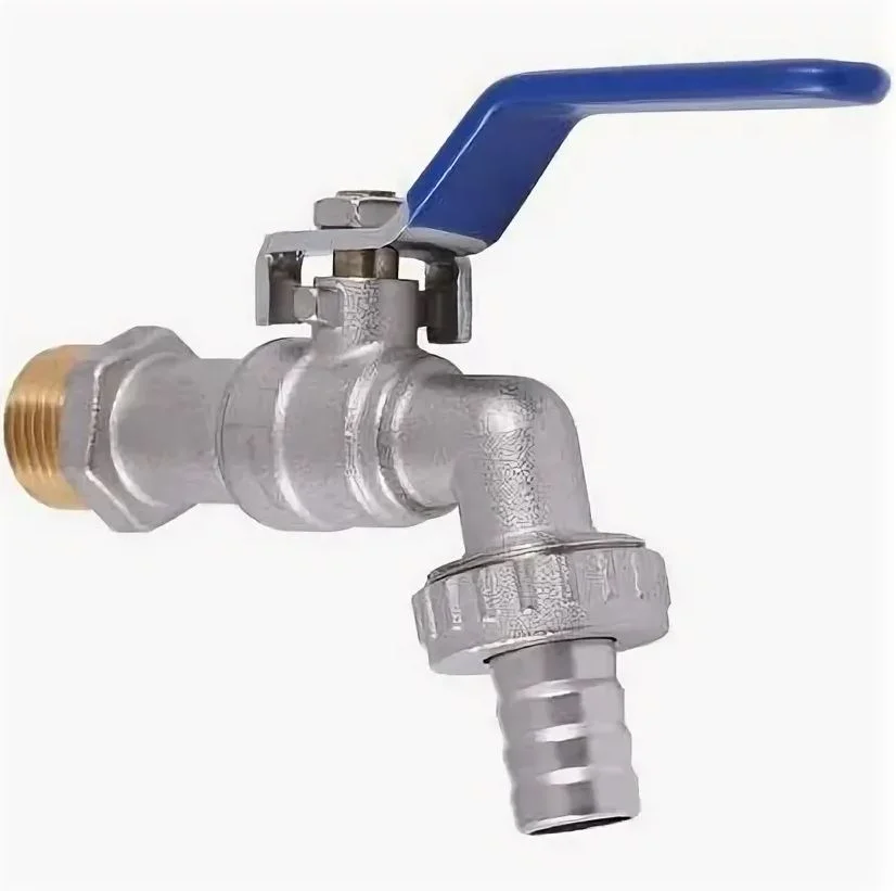 Кран водоразборный нар 1/2" эконом ручка-рычаг латунь никелир.