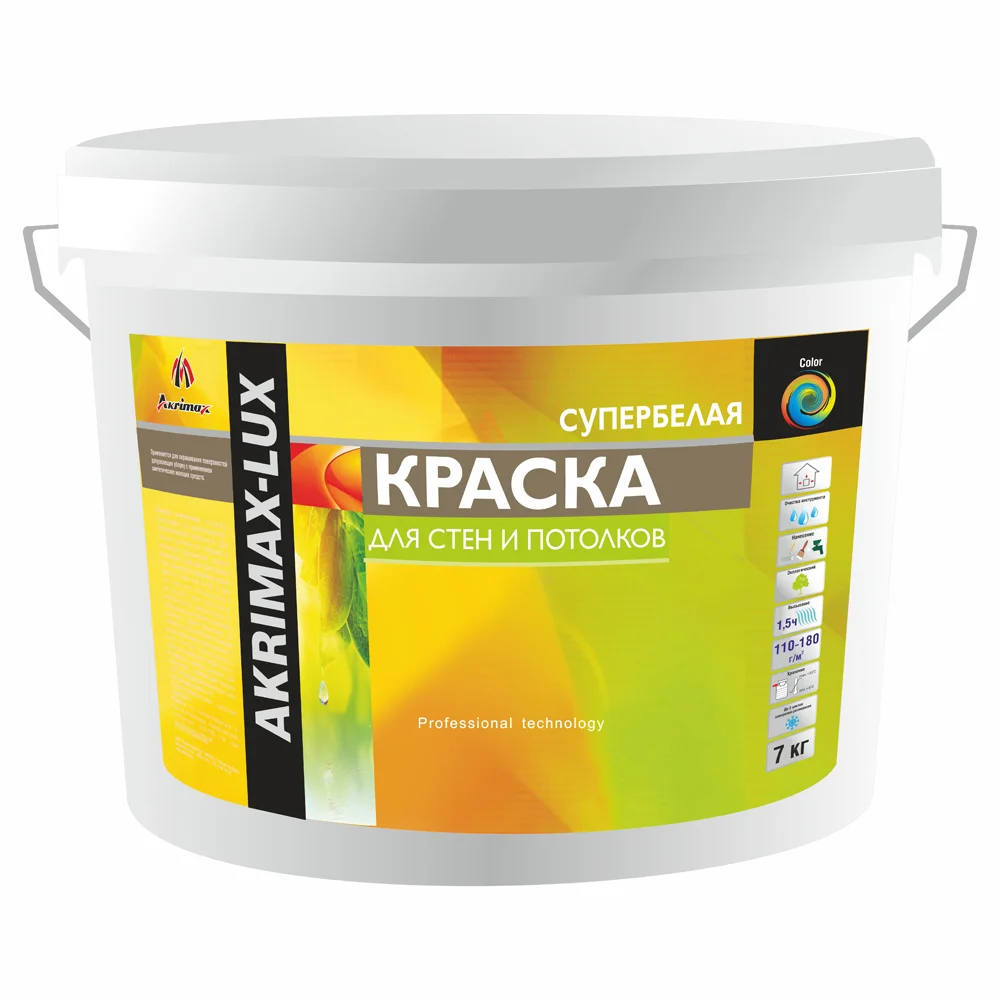 Краска для стен и потолков Akrimax-Lux супербелая 3 кг