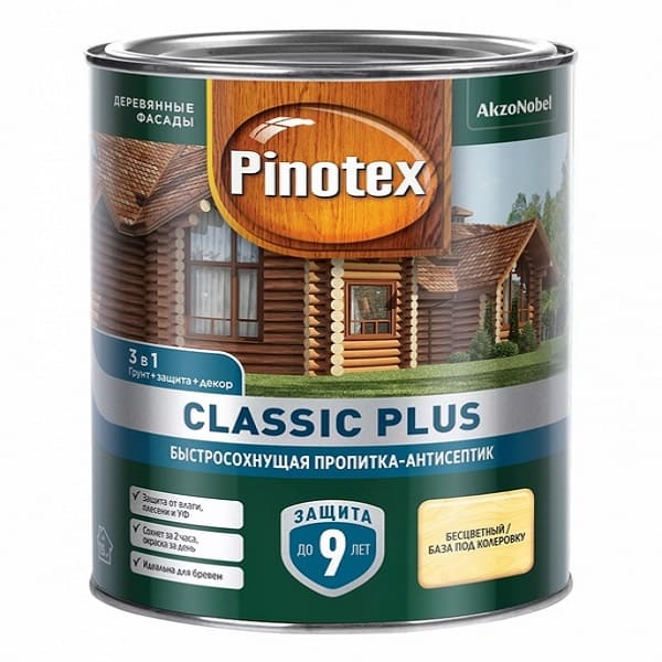 Пропитка декоративная для защиты древесины Pinotex Classic Plus 3 в 1 Сосна 2,5л