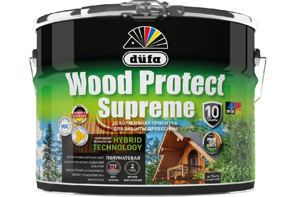 Пропитка декоративная для защиты древесины Орех 9л Dufa Wood Protect