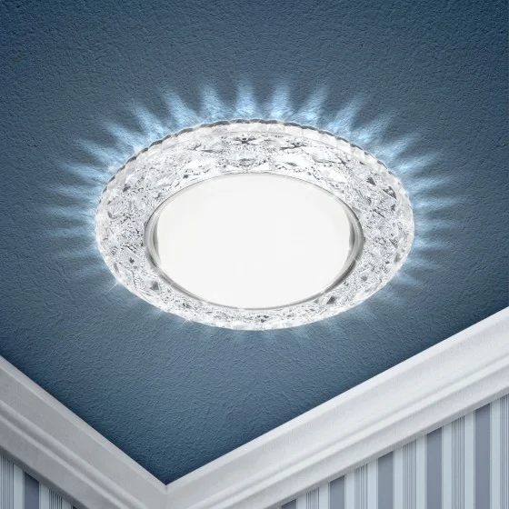 Светильник декор ЭРА  DK LD26 SL/WH GX53 cо с/д подсветкой (прозрачный)