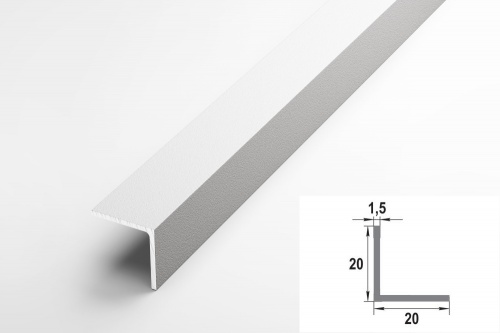Уголок алюминиевый белый 20*20*1,5мм (Уп 06-27.2700.516) 2,7м