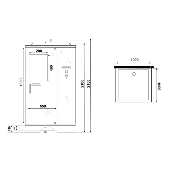 Душевая кабина Niagara Standart ST100/15Q 100*100*215 квадрат, поддон 15см, белый