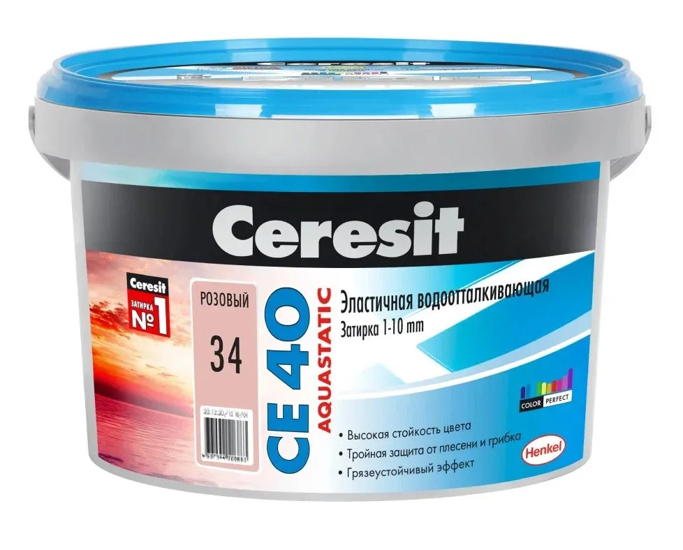 Затирка CE 40 Aquastatic "Розовая 34" ЦЕРЕЗИТ ведро 2 кг