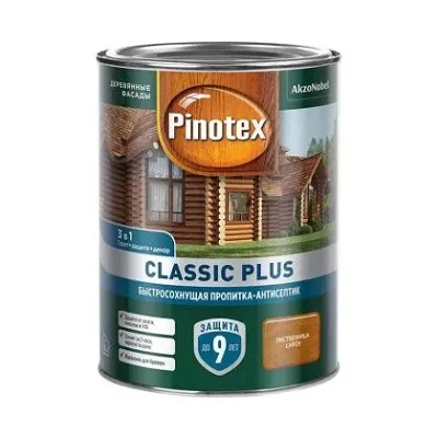Пропитка декоративная для защиты древесины Pinotex Classic Plus 3 в 1 Лиственница 0,9л