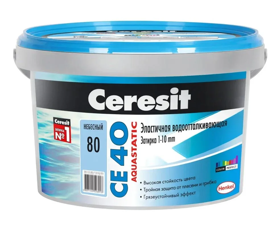 Затирка CE 40 Aquastatic "Небесный 80" ЦЕРЕЗИТ ведро 2 кг