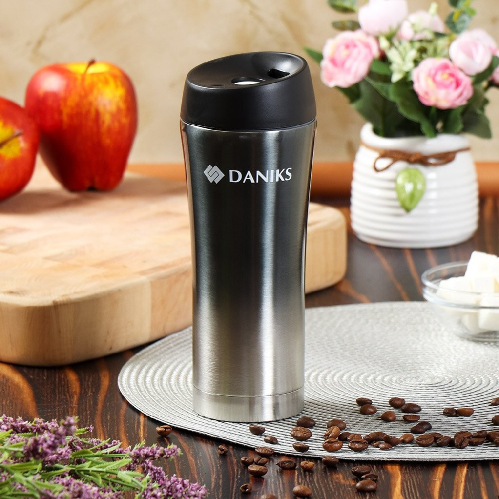 Термокружка Daniks SL-NT015-met-grpht, нерж.сталь, графит  0,45 л
