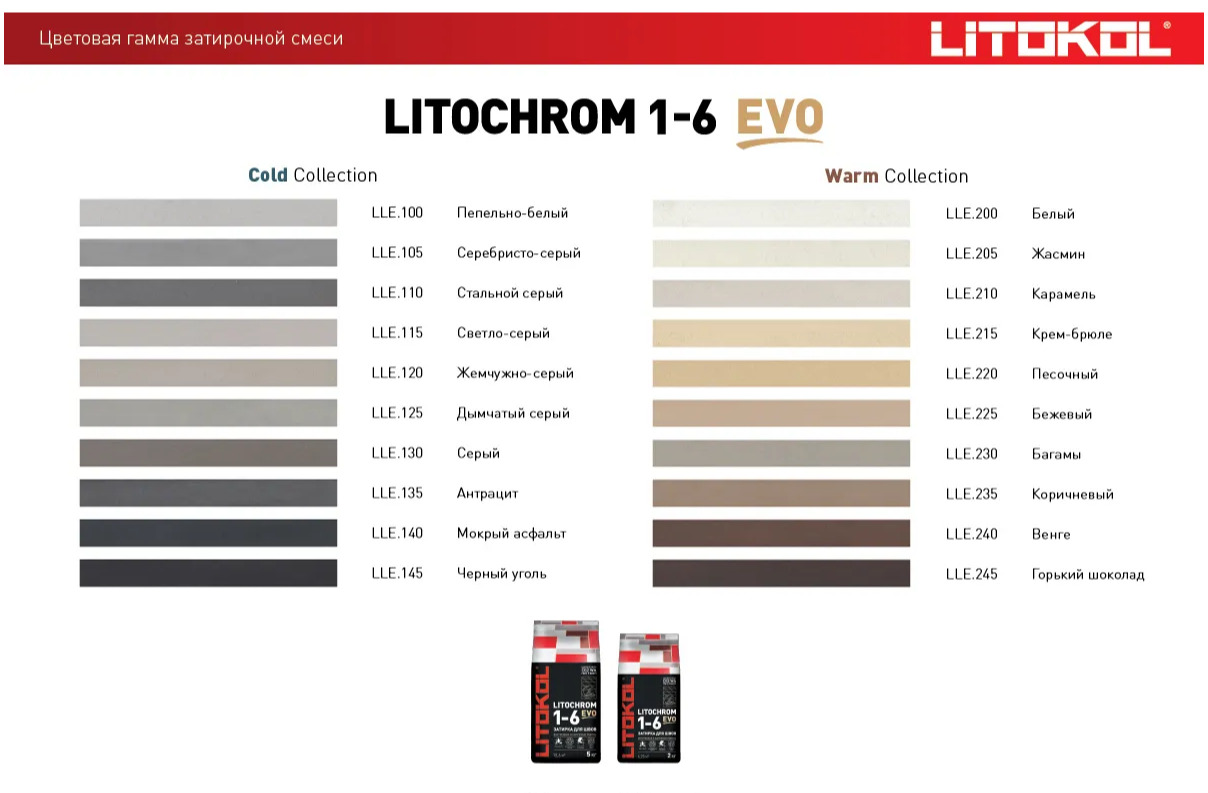 Затирка LITOCHROM 1-6 EVO LE. 220 песочный 2 кг (фольга)