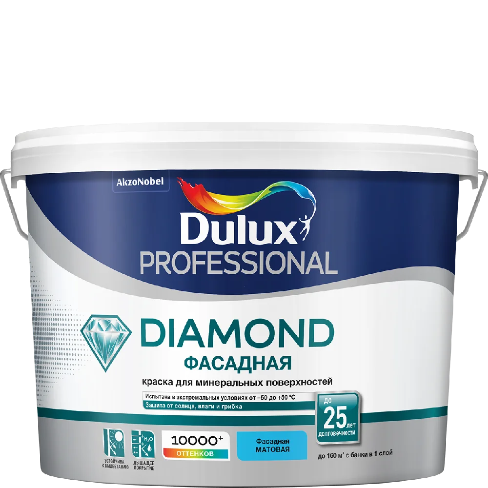Краска фасадная в/д гладкая Dulux Trade Diamond база BС (тем/колер) 0,9л