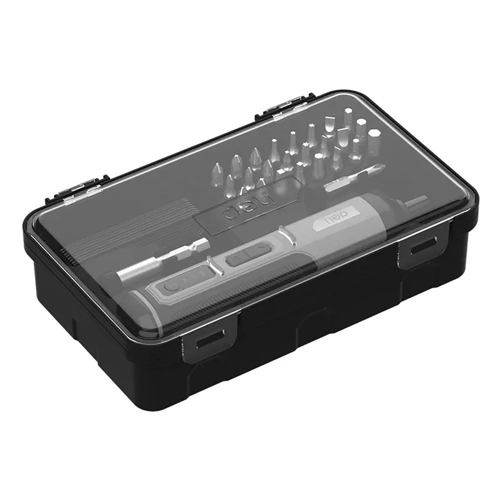 Отвертка аккумуляторная Deli DC161 (4В, 2Ач, 5Нм, 300об/мин, Type-C, набор бит 24 шт, кейс)