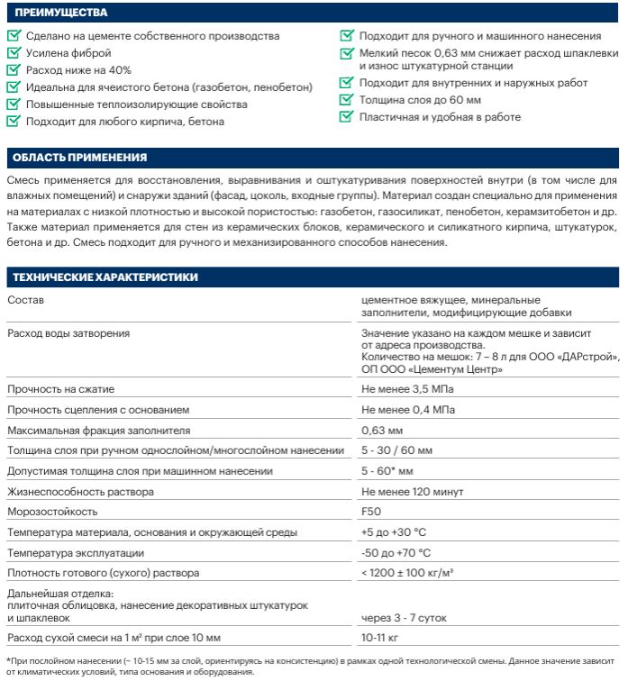 Штукатурка легкая цементная Цементум 25кг (54)