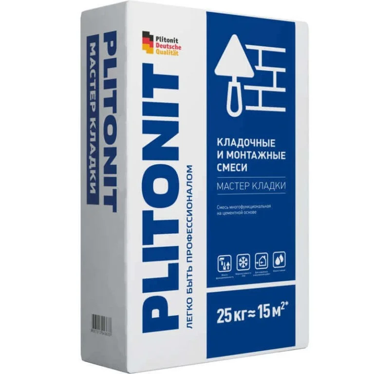 Клей Мастер кладки Зимний Плитонит кладочная смесь 25 кг (48)