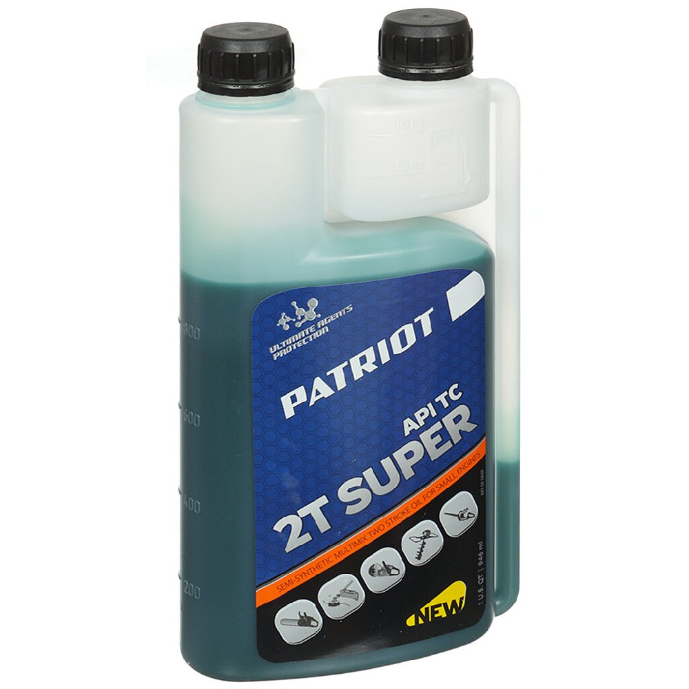 Масло машинное для 2-х тактных двигателей, с дозатором Patriot, Power Super Active 2T  0,946л