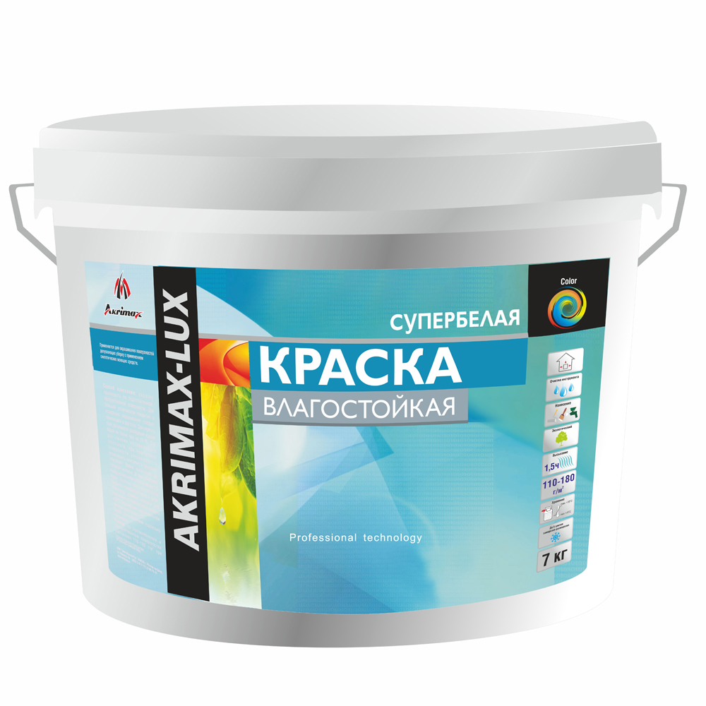 Краска влагостойкая Akrimax-Lux супербелая 15 кг