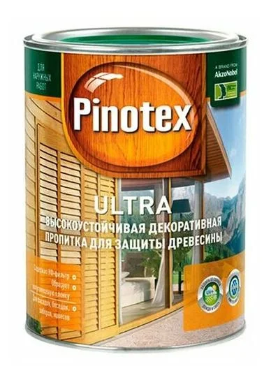 Пропитка декоративная полуглянцевая 0,9л Pinotex Ultra КРАСНОЕ ДЕРЕВО