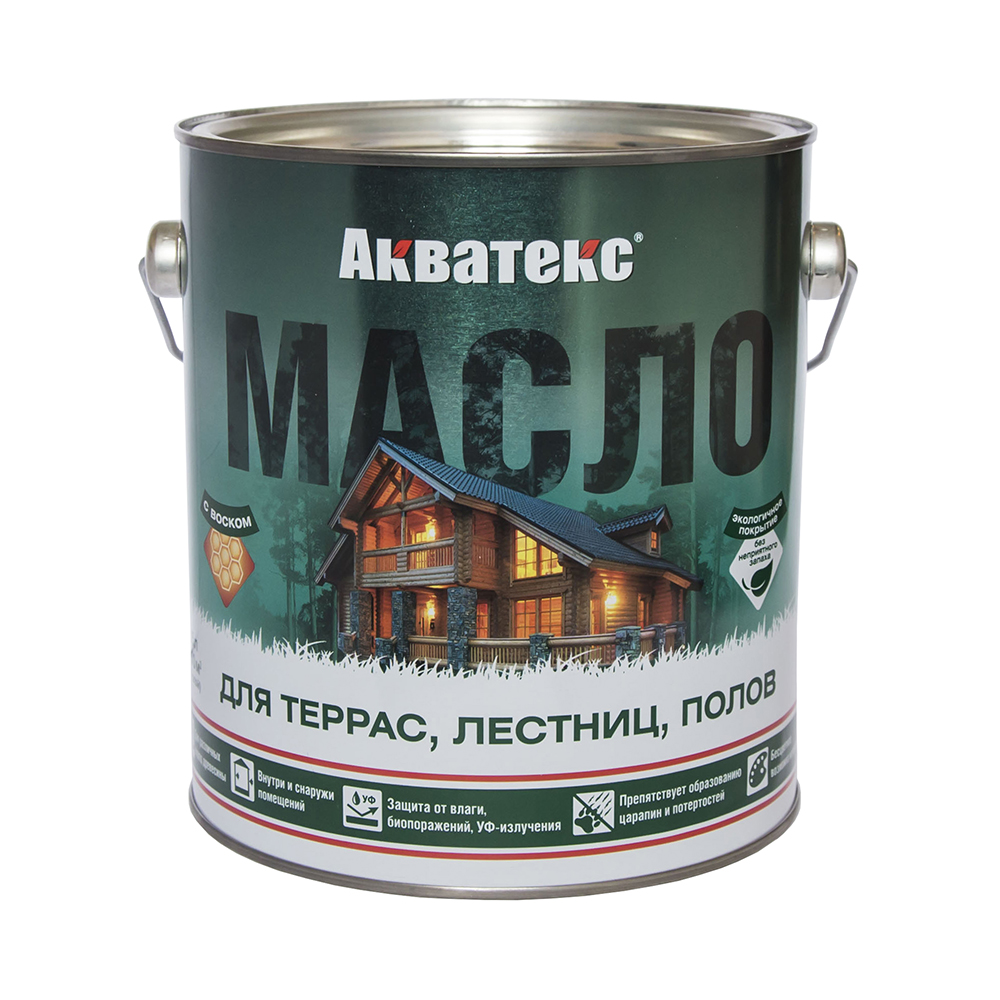 Масло для террас, лестниц, полов Акватекс, матовое, бесцветное, 2,5 л