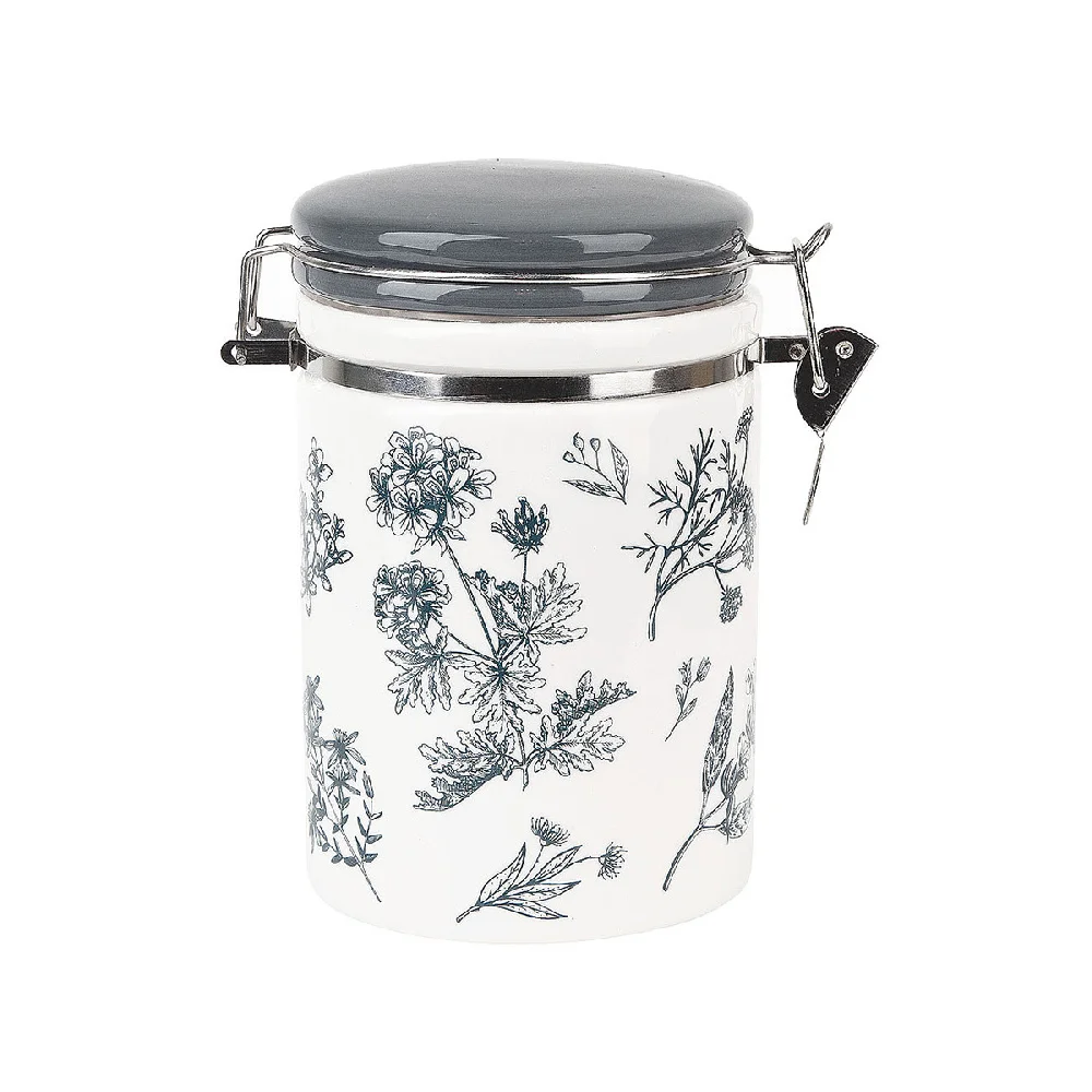 Банка для сыпучих продуктов с клипсой Луговые травы 0,8 л