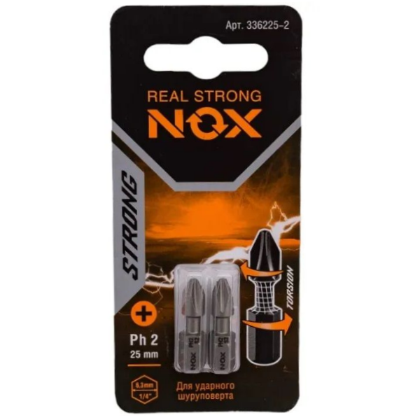 Бита PH1х50мм торсионная С6,3 Nox Strong 2 шт карта