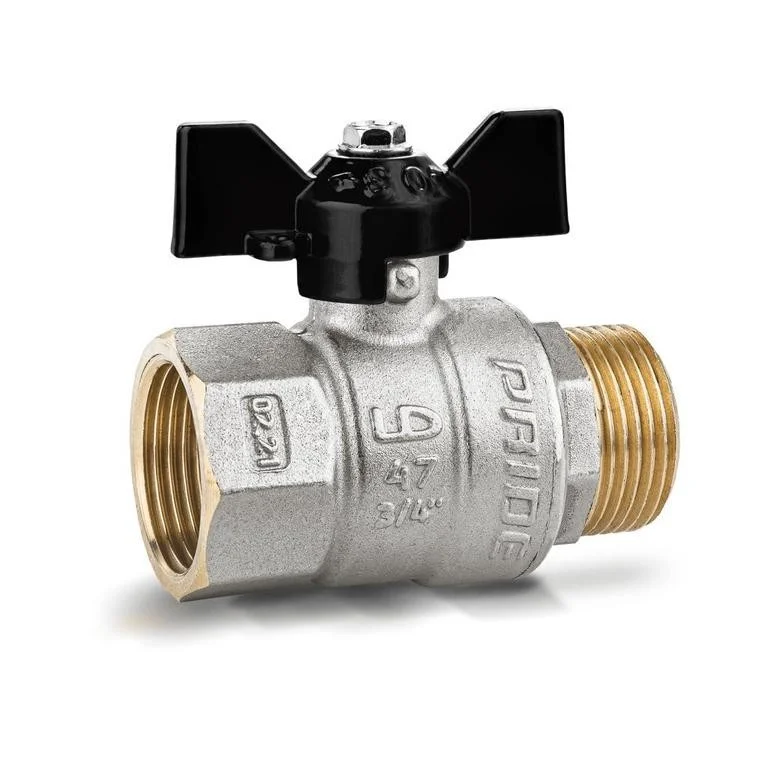 Кран шаровой латунный Г/Ш (бабочка) 15 (1/2) никелир.