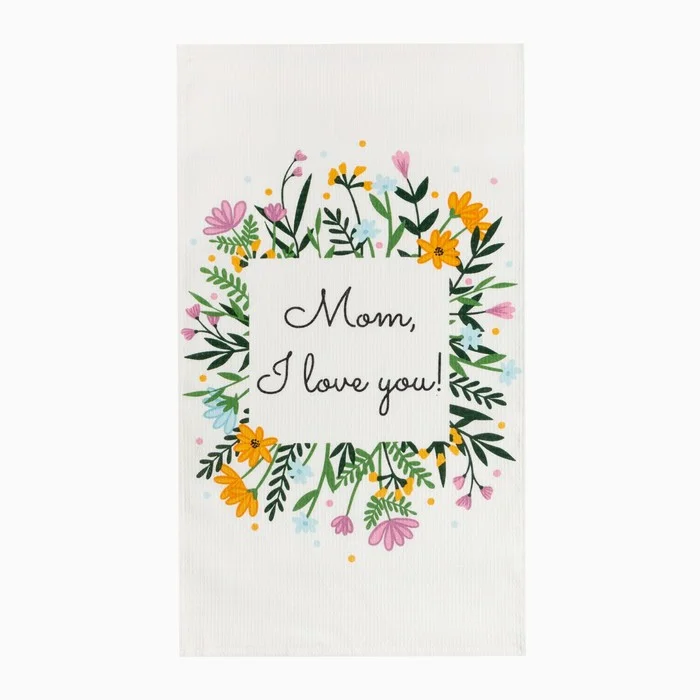 Кухонное полотенце вафельное Доляна "Mom, I love you"  35х60 см