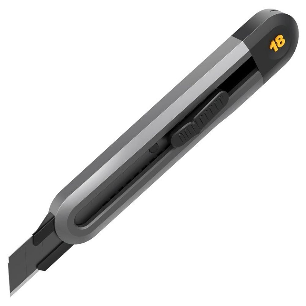 Нож технический 18 мм Home Series Black Deli HT4018 корпус из высококачественного софттач пластика