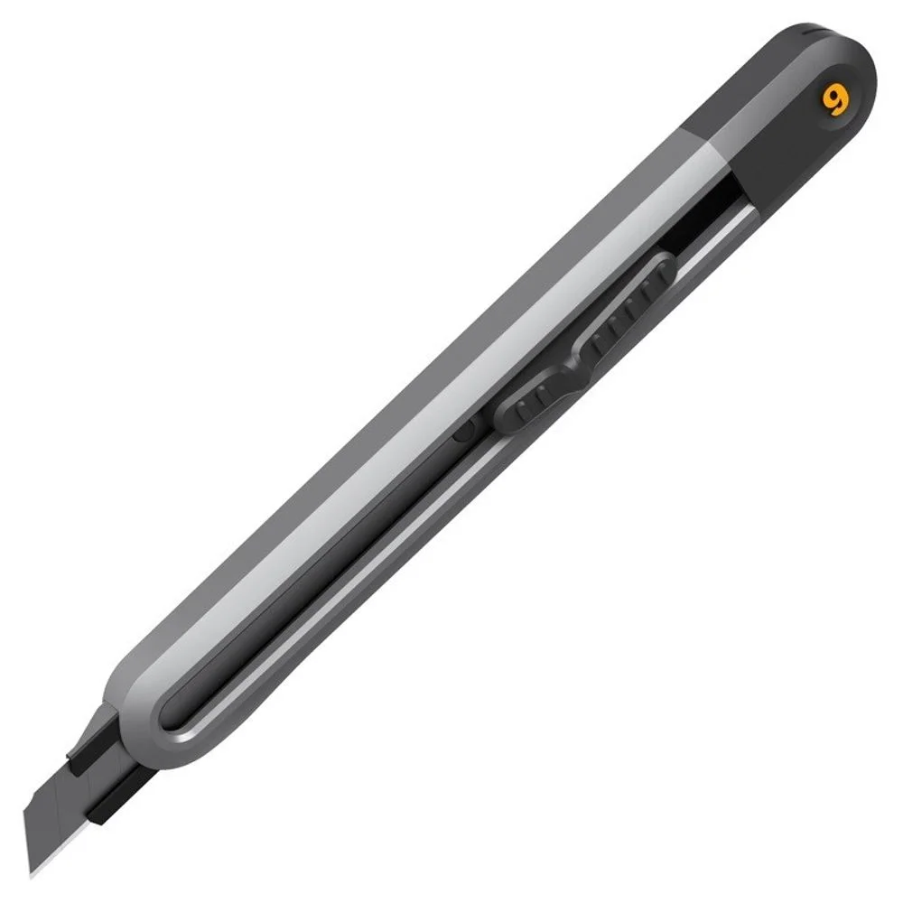 Нож технический 9 мм Home Series Black Deli HT4009 корпус из высококачественного софттач пластика