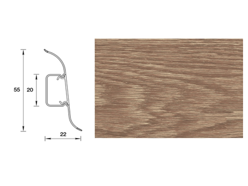Плинтус напольный 55мм 2,2м Идеал Классик, 208 Дуб мокко
