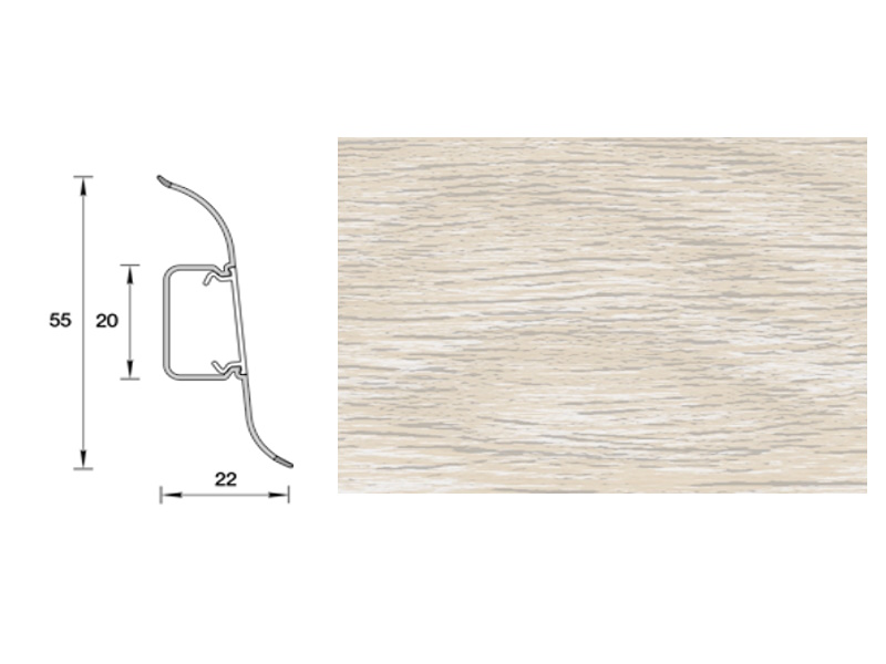 Плинтус напольный 55мм 2,2м Идеал Классик, 252 Ясень белый