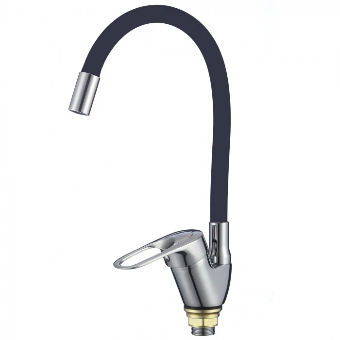 Смеситель для кухни Fmark FM4104-01 гибкий излив, черный, хром
