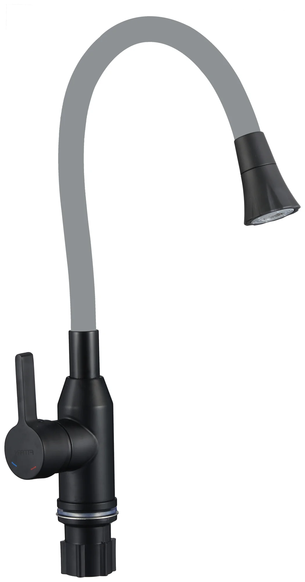 Смеситель для кухни Fmark FS8277A-04 гибкий излив, черный/серый
