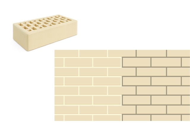 Кирпич М-150 лицевой 250*120*65мм, слоновая кость / гладкий Норский КЗ (448)