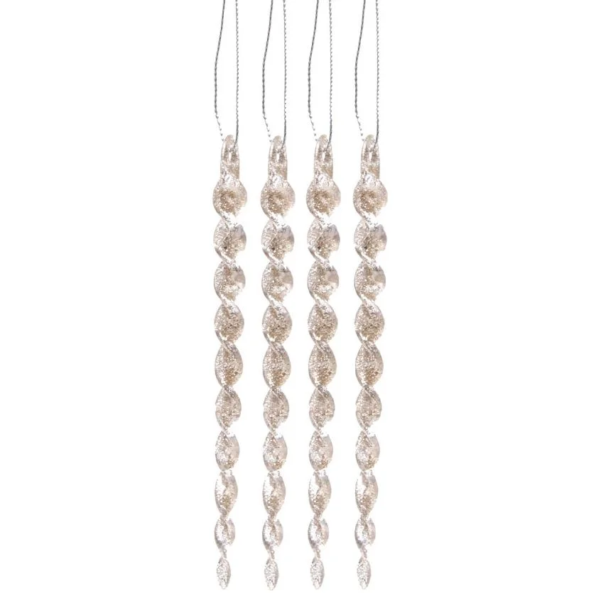 Елочная игрушка Сверкающая сосулька 13 см 4 шт, золото