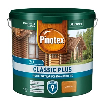 Пропитка декоративная для защиты древесины Pinotex Classic Plus 3 в 1 Лиственница 2,5л