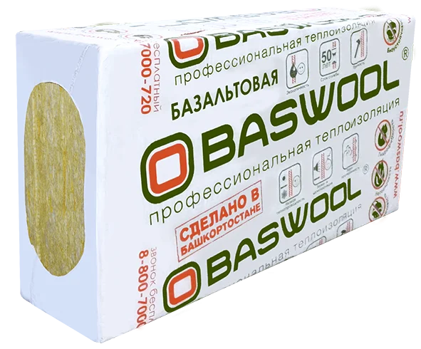 Утеплитель BASWOOL Вент Фасад 80 (1200*600*50мм) 6шт/4,32м²