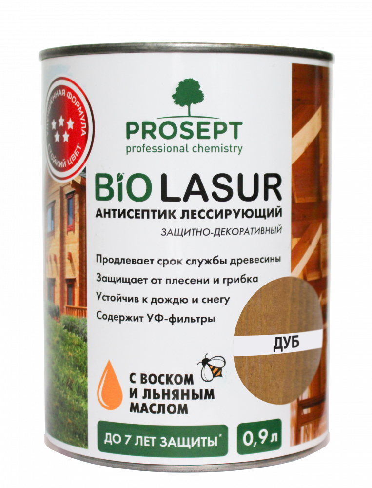 Пропитка защитно-декоративная PROSEPT BiO LASUR, Дуб  0,9л