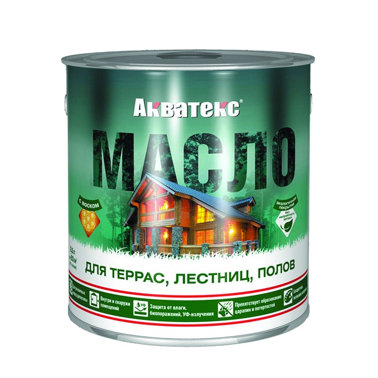 Масло для террас, лестниц, полов Акватекс, матовое, бесцветное, 0,75 л