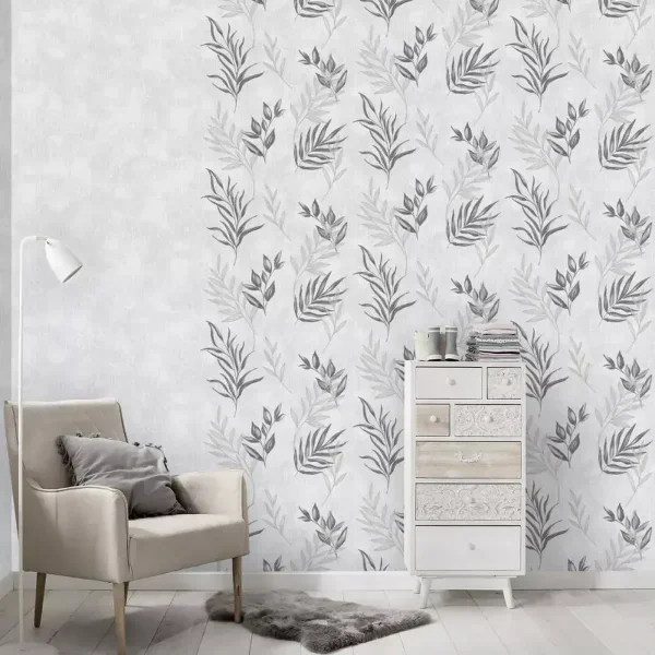 Обои бумажные Изольда симплекс 0,53х10 м, фон серый 838-06 (15)