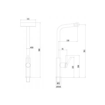 Смеситель для кухни Fmark FS8266Q, сатин, графит