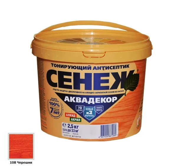 Пропитка тонирующая СЕНЕЖ АКВАДЕКОР Х2-108 черешня 2,5кг