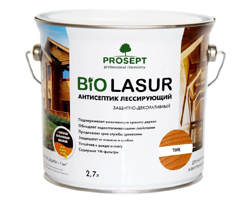 Пропитка защитно-декоративная PROSEPT BiO LASUR, Тик  2,7л