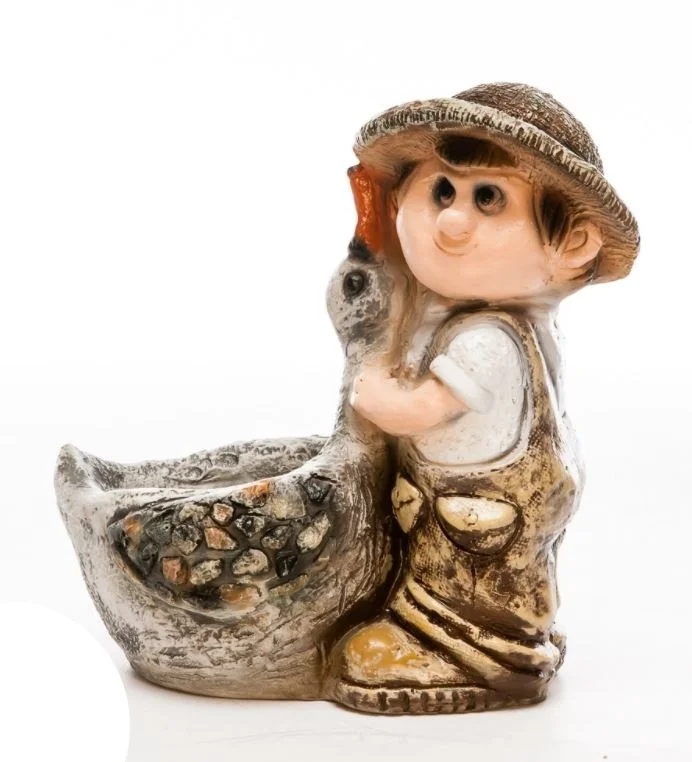 Кашпо садовое Мальчик с гусем 260*400*390мм