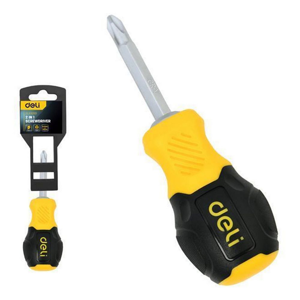 Отвертка двухсторонняя PH2+SL6 Deli DL632101 сталь Cr-V,  хвостовик 75 мм