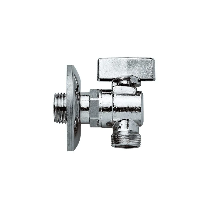Кран угловой нар.-нар. 1/2"*3/4" с отражателем, хром