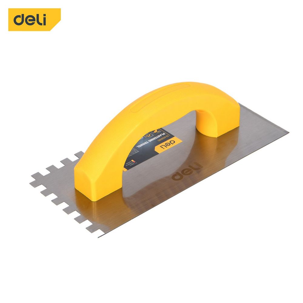Гладилка (кельма) зубчатая прямоугольная 230х100 мм, зуб 10х10 Deli DL509310 углеродистая сталь