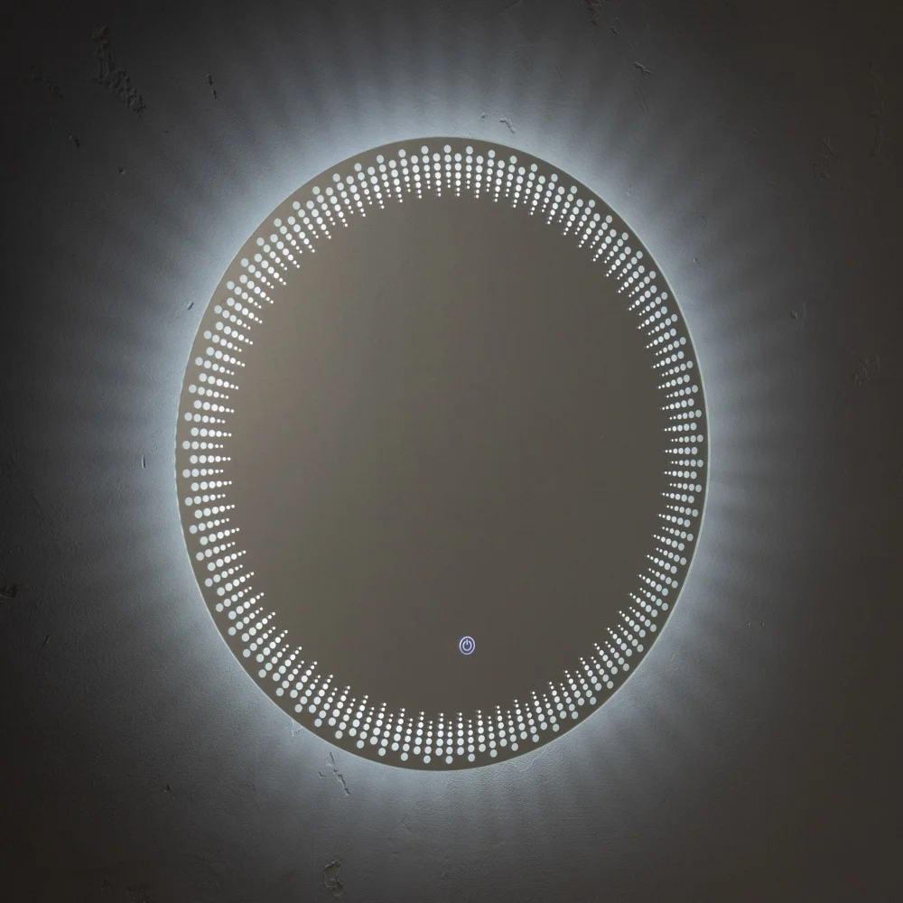 Зеркало интерьерное d 60 см Капли с LED- подсветкой сенсорное, круглое с гравировкой