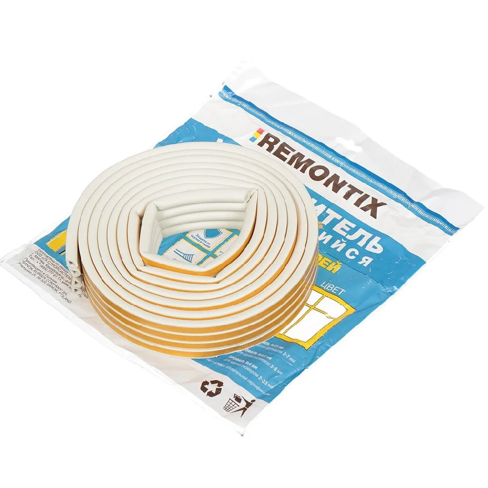 Уплотнитель резиновый Remontix D белый 9*7,5 мм, 12 м